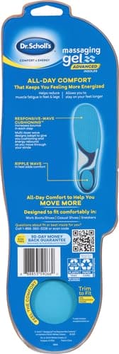 Dr. Scholl's Energizing Comfort Everyday Insoles with Massaging Gel®, On Feet All-Day, Shock Absorbing, Arch Support,Trim Inserts to Fit Shoes, Men's Size 8-14, 1 Pair