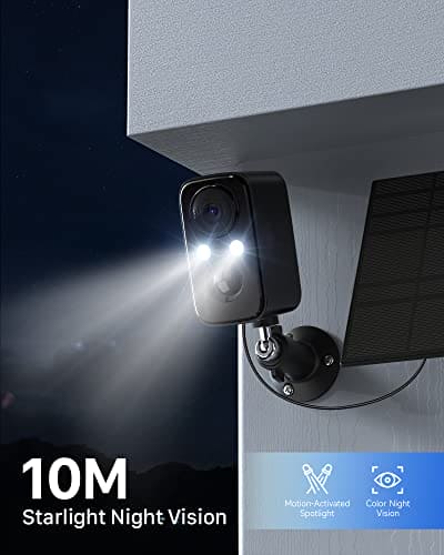 IHOXTX Security Camera Outdoor Wireless,Flood Light WiFi Battery Camera with Solar panel,Color Night Vision,PIR Human Detection,2-Way Talk,IP66 Waterproof