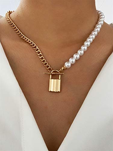 Janly Clearance Sale Women Necklaces & Pendants, Metal Alloy Hollowing Out Necklace Inlaid Confession Lady Jewelry Gift, Valentine's Day Birthday Jewelry Gifts for Ladies Girls (Gold)