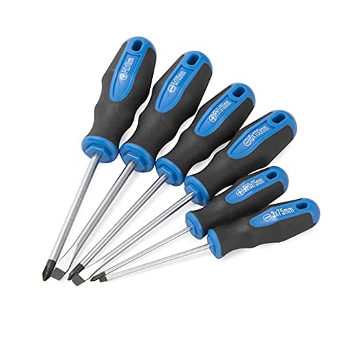 6PCS Magnetic Tip Screwdriver Set, 3 Phillips and 3 Flat, Professional Cushion Grip | 6-Piece Hand Tools Set