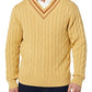 Amazon Essentials Men's Cable Knit V-Neck Jumper, Tan, XXL