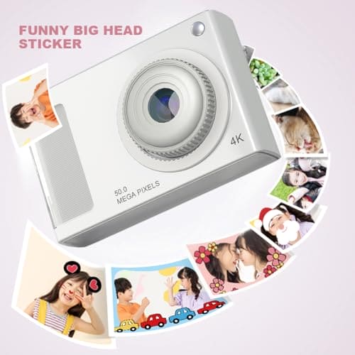 HTU Mini CCD Camera HD 1080P 48MP 4X Zoom Kids Digital Camera Dual Lens Digital Point and Camera Anti Shake Support 32GB Card for Boys Girls Teenagers Gift