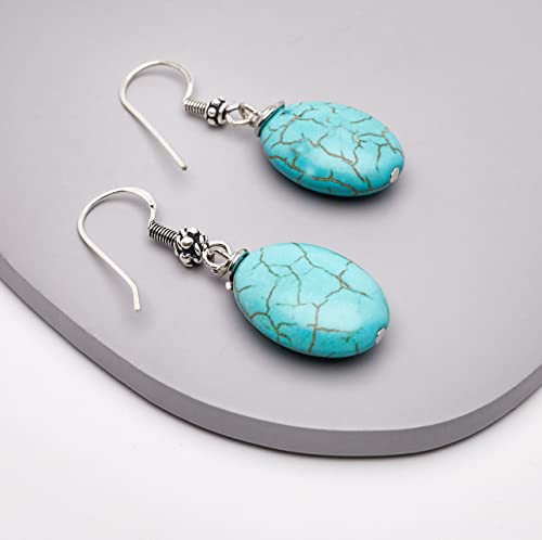 TreasureBay Stunning Handmade Natural Turquoise Gemstone Earrings for Women