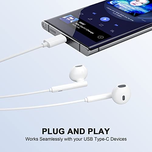 ACOCOBUY USB C Headphones with Mic for iPhone 15 Type C Earphones Hi-Res Digital USB C Headphones In Ear for Samsung A55/A35/A53/A54/S23 FE/S22/S21/S20 Pixel 8/7a/6 P40 P30 Pro Mi 11T 12X 13 14 Ultra