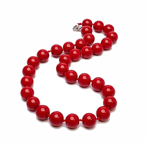 Treasurebay Women's Stunning 14mm Red Beaded Necklace (Red)