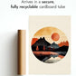 Sunset Abstract Poster, Scandi Minimalist Boho Print, Modern Art Bauhaus, Archival Matte, A4 (Black Frame) - 29.7x21cm