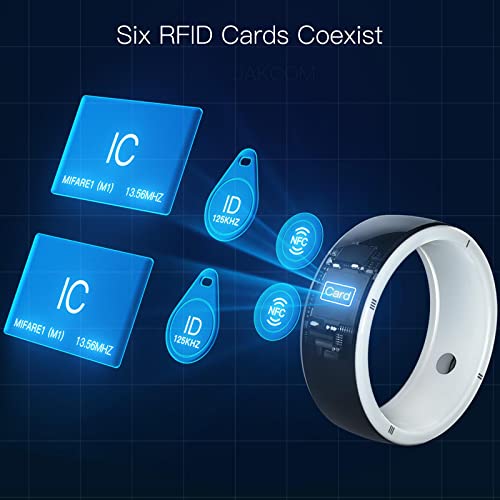 jakcom R5 Smart Ring Newest Intelligent Wearable Device Build-in 6 RFID Cards & 128GB Wireless Disk Sharing & 2 Health Stones & Many NFC Functions for iPhone Android (Size M)