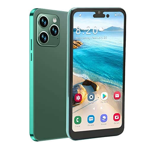 Bewinner I14pro Max Unlocked Smartphone, 6.1in 4GB RAM 64GB ROM Dual SIM 4G Network Mobile Phone, Face ID Unlocked Cellphone for Android 11 4000mah Battery (Dark Green)