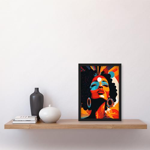 Artery8 Modern African Art Multi-Coloured Bright Bold Abstract Artwork Framed Wall Art Print A4