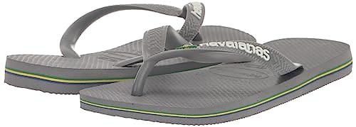 Havaianas, Unisex Adults, Brasil Logo, Flip Flop, Steel Grey/Steel Grey, 4.5/5 UK