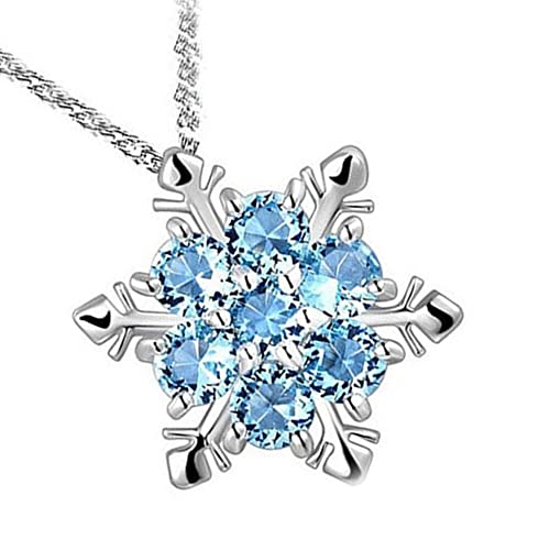 Snowflake Pendant Necklace Plated Silver Crystal Rhinestones Pendant Necklace for Women Girl