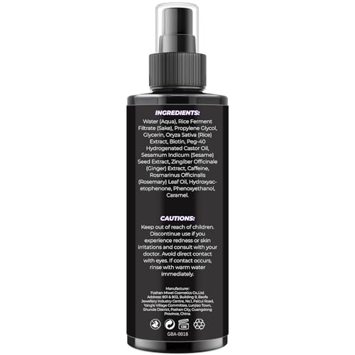 Organic Black Rice Water for Hair Growth,5oz Large Volume Rosemary Water Spray for Hair Growth,Hair Growth Serum Products w/Biotin,Castor Oil,Caffeine, Hair Growth Oil Ingrown Hair Loss Treatment