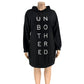 SAMACHICA Sweatshirt Dress Women Pullover Hoodie Dresses Long Sleeve Casual Hooded Tunic Tops Letter Black 3X