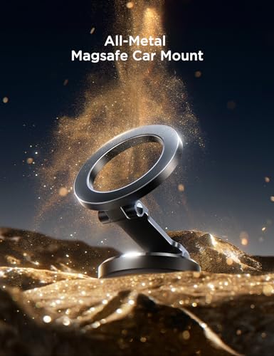 JOYROOM for Magsafe Car Mount, 360° Rotation All-Metal Magnetic Phone Holder for Car, Strong Magnets iPhone Car Holder Hands Free Phone Mount for Car Dash Fit for iPhone 15 14 13 Pro Max Plus