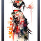 Beauitiful vivid fine art print of a Japanese Geisha Girl painting (picture 2) Print size 29.7cm x 21cm