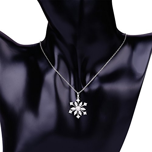 JO WISDOM Snowflake Necklace,925 Sterling Silver Frozen Snowflakes Cubic Zirconia Pendant Necklace,Christmas Jewellery for Women