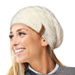 TOSKATOK® Ladies Mens Unisex Warm Winter Textured Knit Slouch Beanie hat with Cosy Faux Fur Teddy Fleece Liner-A-Cream