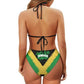 GLUDEAR Women's Sexy Two Piece Jamaican Flag Bikini Straps Cute Swimsuit Triangle Thong Bottom Bathing,Jamaica Island,XS