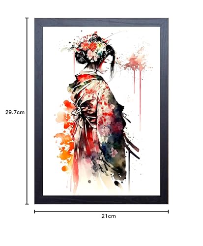 Beauitiful vivid fine art print of a Japanese Geisha Girl painting (picture 2) Print size 29.7cm x 21cm