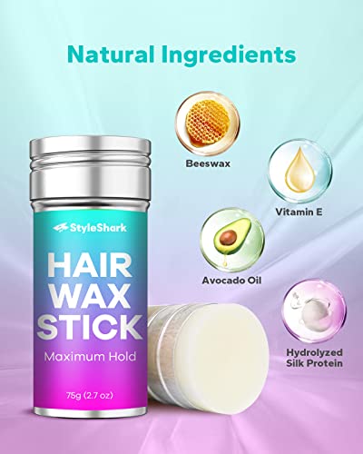 StyleShark Non-Greasy Hair Wax Stick for Styling Flyaways and Frizz - 2.7 oz Wax for Edge Control on Wigs and Hair