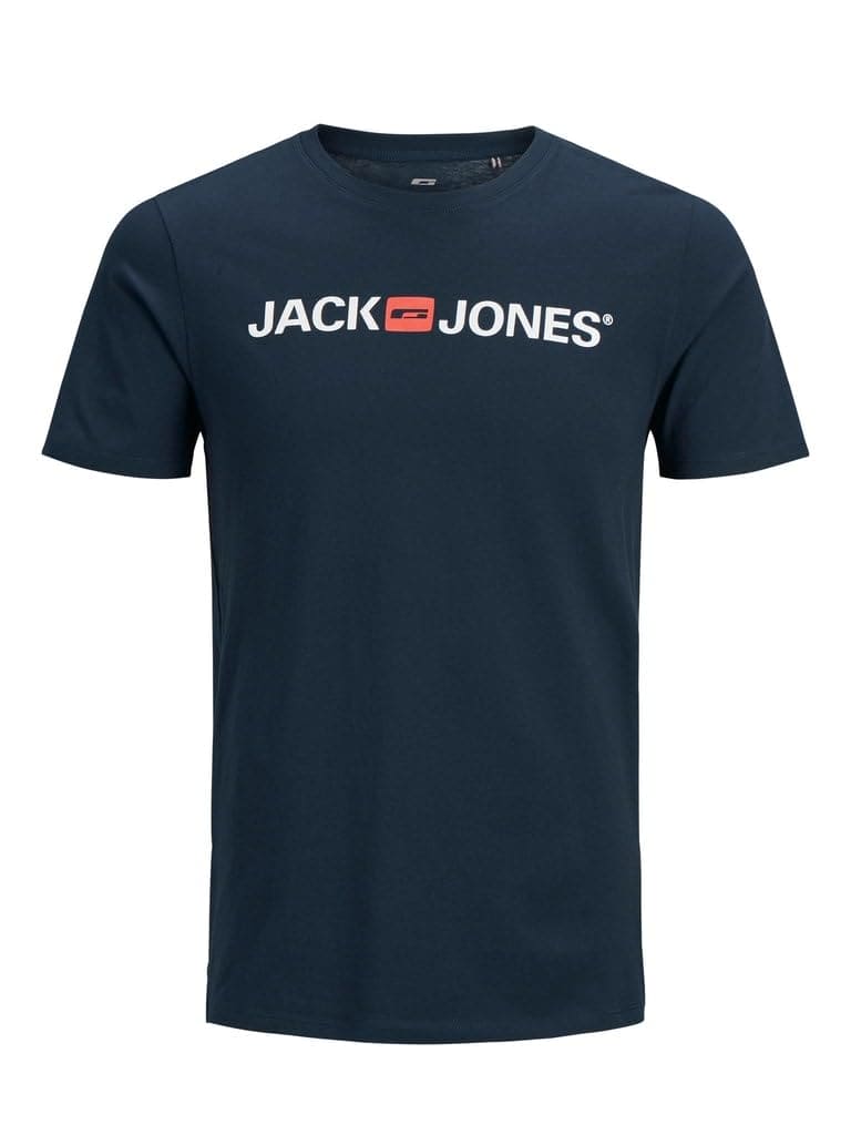 JACK & JONES Men's T-Shirt, King Size Short Sleeve Crew Neck Cotton Tee - Big & Tall Premium Quality Designer Top for Men - Comfort Fit (L-6XL) Navy