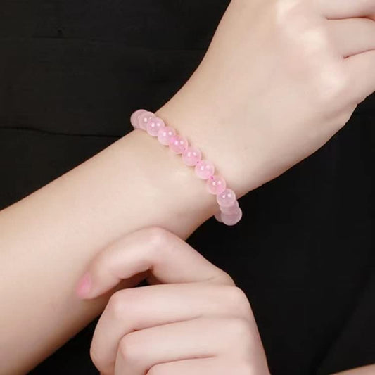 2 Pieces of Pink Crystal Set Healing Crystal Yoga Rose Shi Ying Bracelet-Rose Shi Ying Necklace