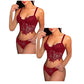 Beokeuioe 2-piece Sports Bra Strong Hold Underwear Set Bra and Panties Set Sexy Women's Lingerie Set 2-Piece Bra and Briefs Set Suspenders Lingerie Underwear Lace Lingerie Set, B-2pcs Red, XXL