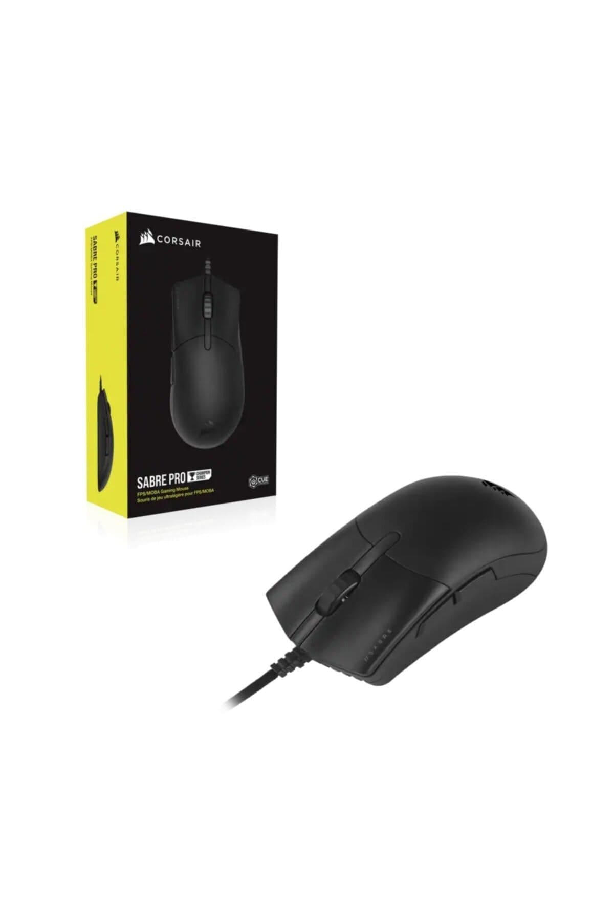 Corsair SABRE PRO CHAMPION SERIES Gaming Mouse (Ergonomic Shape for Esports and Competitive Play, Ultra-Lightweight 69g, Flexible Paracord Cable, CORSAIR QUICKSTRIKE Buttons with Zero Gap) Black