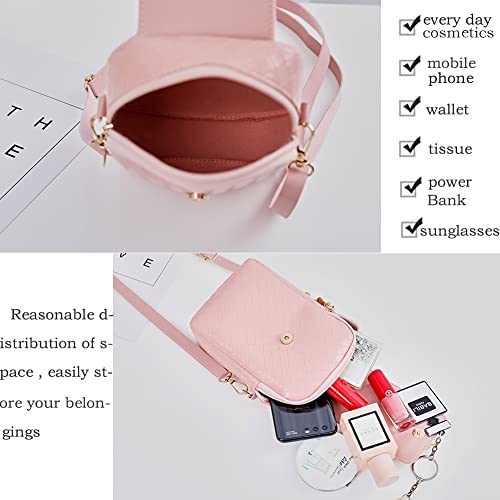 GajuChuf Womens Mini Crossbody PU Cellphone Shoulder Bag, Ladies Zipper Phone Purse Smart Wallet Mobile Phone Bag with Adjustable Shoulder Strap for Travel Shopping Outing Work Strolling (White)