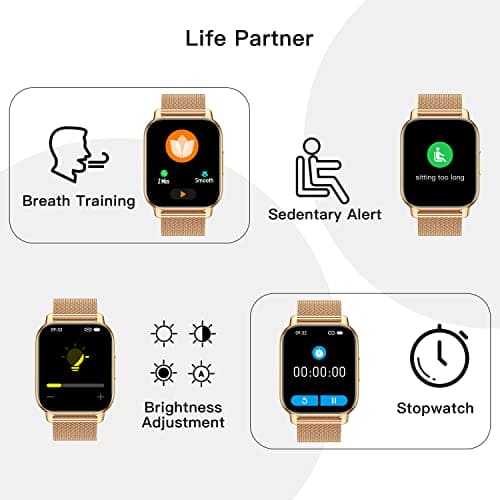 Popglory Smart Watch for Women Men Answer/Make Calls, 1.85" Smartwatch 2 Straps & Split Screen, 100+ Sports Fitness Watch with Blood Pressure/Oxygen/Heart Rate Monitor for iOS and Android