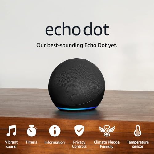 Echo Dot (Newest gen) | Big vibrant sound Wi-Fi and Bluetooth smart speaker with Alexa | Charcoal