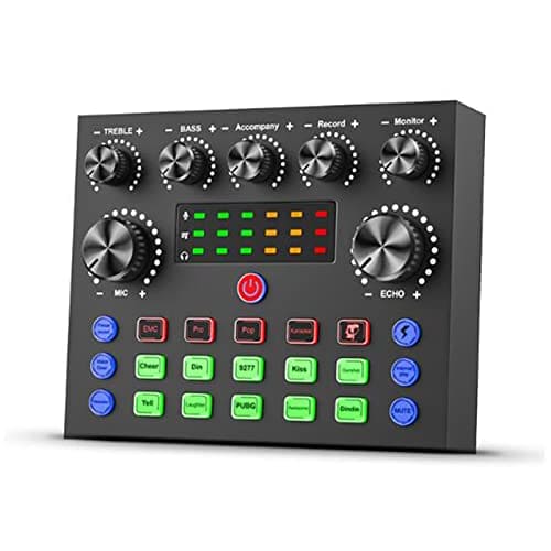 Professional Audio Mixer, V8S Audio Mixer USB External Sound Card Mobile Phone Live Voice Changer Sound Card With Multiple Sound Effects