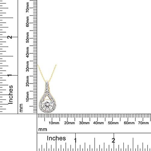 SAVEARTH DIAMONDS 1 3/4 ct.t.w Center 7.5MM Lab Created Moissanite Diamond Mermaid Tears Pendant Necklace In 14K Gold Over Sterling Silver With 18" Chain(E-F Color, VVS1 Clarity, Metal, Moissanite