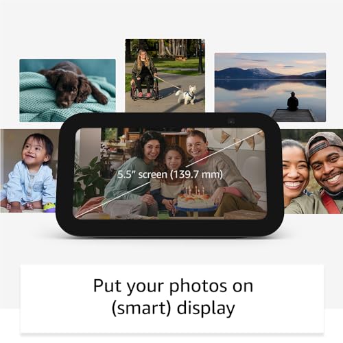 Echo Show 5 (Newest gen) | Smart display and alarm clock with clearer sound | Charcoal