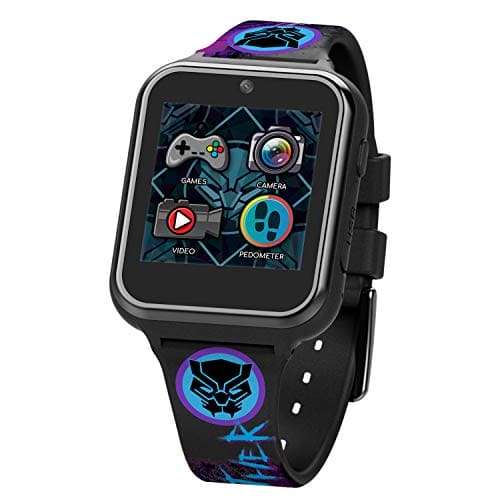 Accutime Kids Marvel Black Panther Black Educational ,Touchscreen Smart Watch Toy for Boys, Girls, Toddlers - Selfie Cam, Learning Games, Alarm, Calculator, Pedometer (Model: AVG4608AZ)