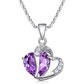 Sterling Silver Amethyst Purple Heart Crystal Pendant Necklace