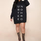 SAMACHICA Sweatshirt Dress Women Pullover Hoodie Dresses Long Sleeve Casual Hooded Tunic Tops Letter Black 3X