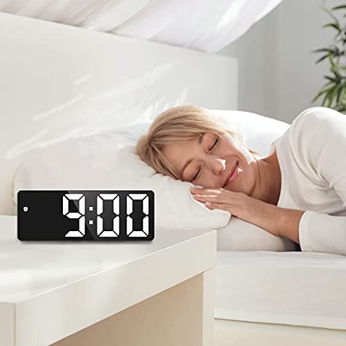 Criacr Digital Alarm Clock Bedside with 6.5" Large Display, Type-C/Battery Powered Alarm Clock with Snooze, Date, Bedside Clock with 5 Levels Adjustable Brightness, DST Function, for Bedroom,Office