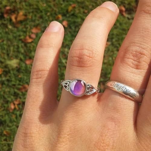 Women'S Round Artificial Gemstone Inlaid Hollow Temperature Changing Color Jewelryashes Rings For Women Cheap Items Under 1 Pound