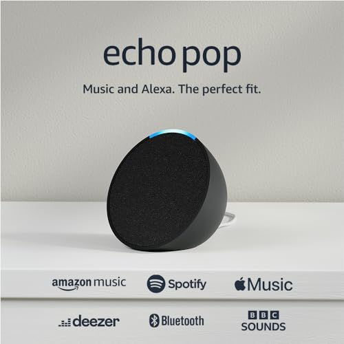 Echo Pop (Newest gen) | Full sound compact Wi-Fi and Bluetooth smart speaker with Alexa | Charcoal