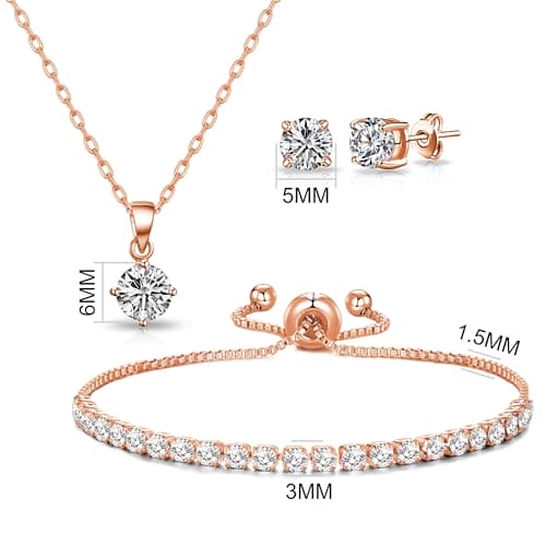 Philip Jones Rose Gold Plated Solitaire Friendship Set Created with Zircondia® Crystals