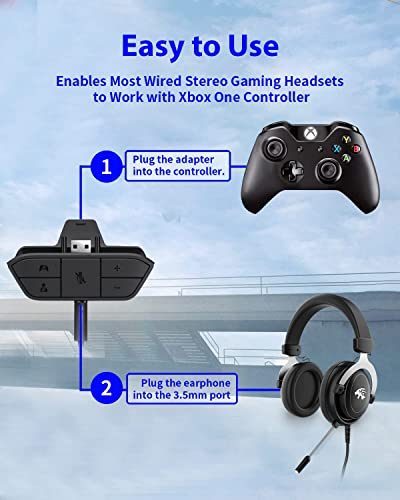 Stereo Headset Adapter for Xbox,Xbox Headset Adapter,AOLION Xbox Mic Adapter,Xbox Controller Headset Adapter for Xbox One/One S/X/Elite 1/ Elite2/ Series S/X Controller-Game Sound & Voice Chat