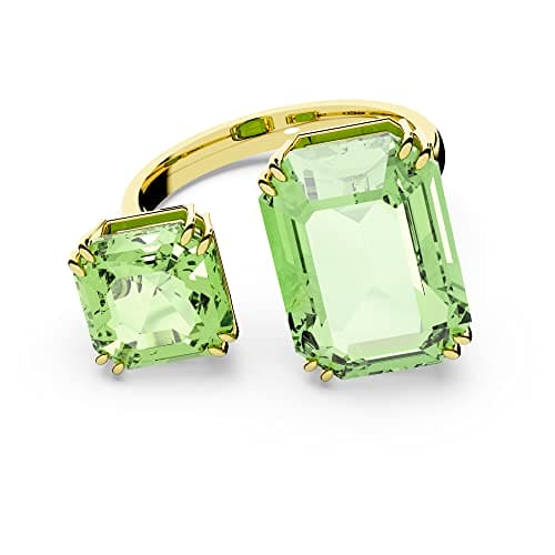 Swarovski Millenia Cocktail Ring, Green Octagon Cut Crystals and Gold Tone Plated, from the Millenia Collection, Size 55