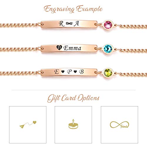 TMT® Personalised Birthstone Bracelets Gift for Birthday Friendship Mum Auntie Sister 18th 21th 30th 40th 50th 60th 16th 13th Her Women Girl Best Friend