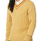 Amazon Essentials Men's Cable Knit V-Neck Jumper, Tan, XXL