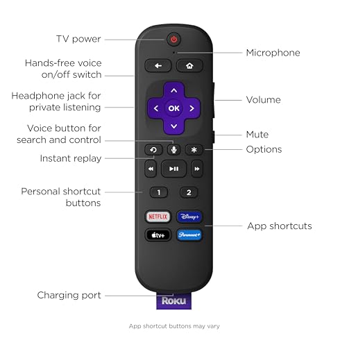 Roku Voice Remote Pro | Rechargeable TV Remote Control with Hands-free Voice Controls, Headphone Mode & Lost Remote Finder - Replacement Remote Compatible with Roku TV, Roku Players, & Roku Audio