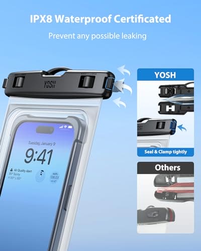 YOSH Waterproof Phone Pouch Large up to 9.0" [Specially for Big Phone], 2-Pack Waterproof Phone Case for Swimming, Dry Bag Upgraded Lanyard for iPhone 16 15 14 13 12 Pro Max Samsung S24 S23 S22 Ultra