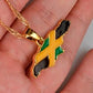 Gold Jamaica Flag Map Country Necklace Pendant 45cm chain