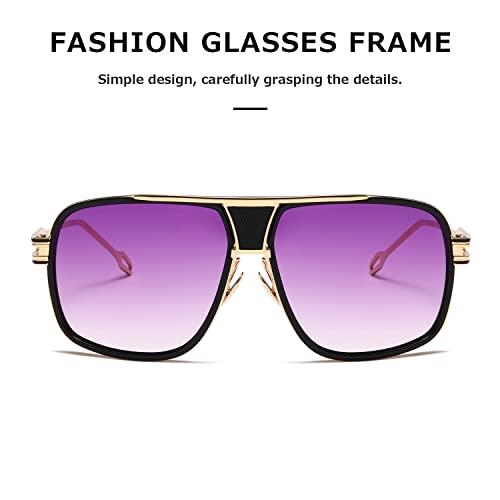 kimorn Sunglasses For Men Retor Goggle Metal Frame Classic Eyewear AE0336 (Gold Frame Gradient Purple Lens, 62)