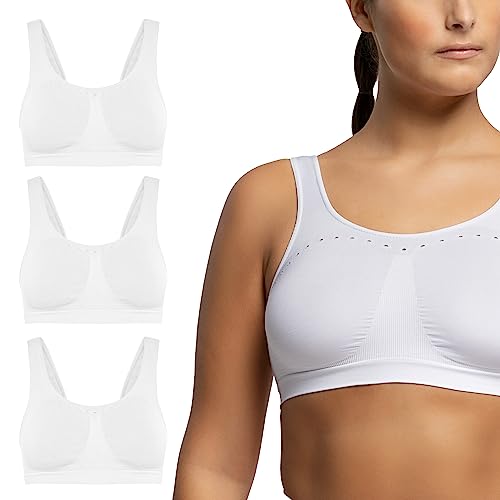 POMPEA Women's Brass. Comfort Size Bra, White, XXL Plus (Pack of 3)